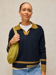 White Stuff Blue Cara Collar Jumper - Image 3 of 6