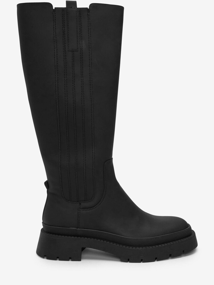 Black Forever Comfort® Chunky Rubberised Knee High Boots - Image 4 of 7