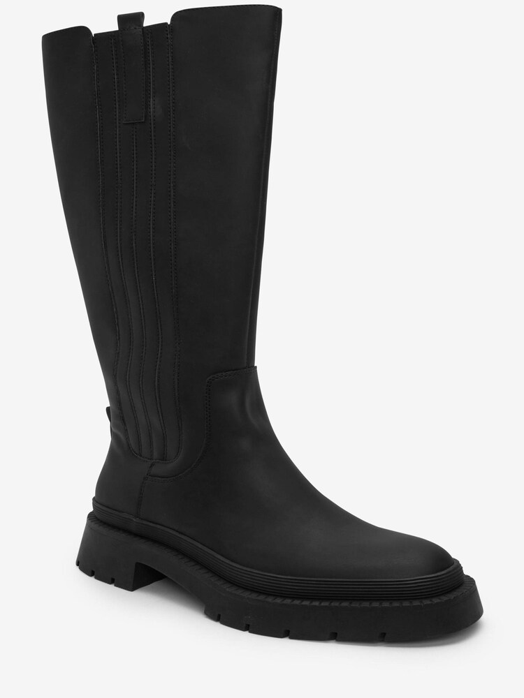 Black Forever Comfort® Chunky Rubberised Knee High Boots - Image 5 of 7