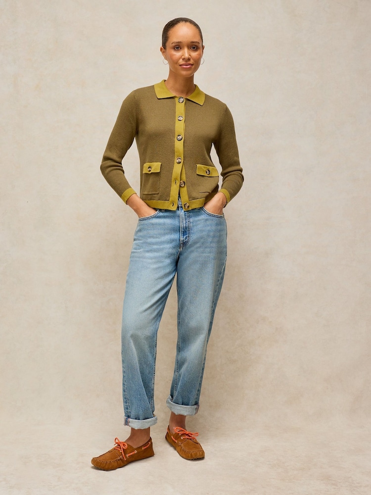 White Stuff Green Charlotte Collar Cardigan - Image 1 of 6