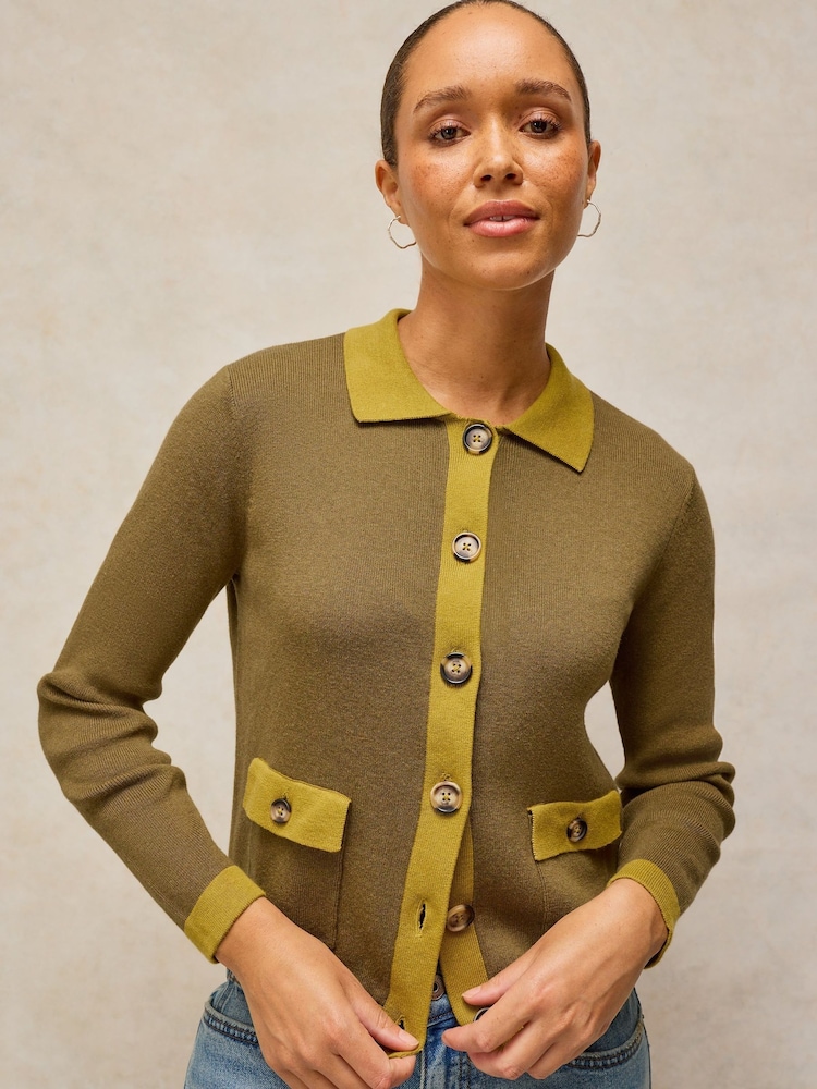 White Stuff Green Charlotte Collar Cardigan - Image 2 of 6