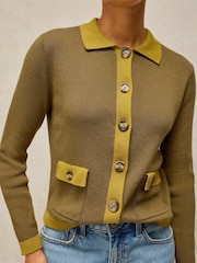 White Stuff Green Charlotte Collar Cardigan - Image 4 of 6