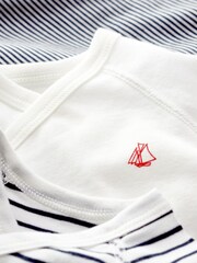 Petit Bateau Navy Stripe Iconic Rib Long Sleeve Bodysuits Three Pack - Image 4 of 4