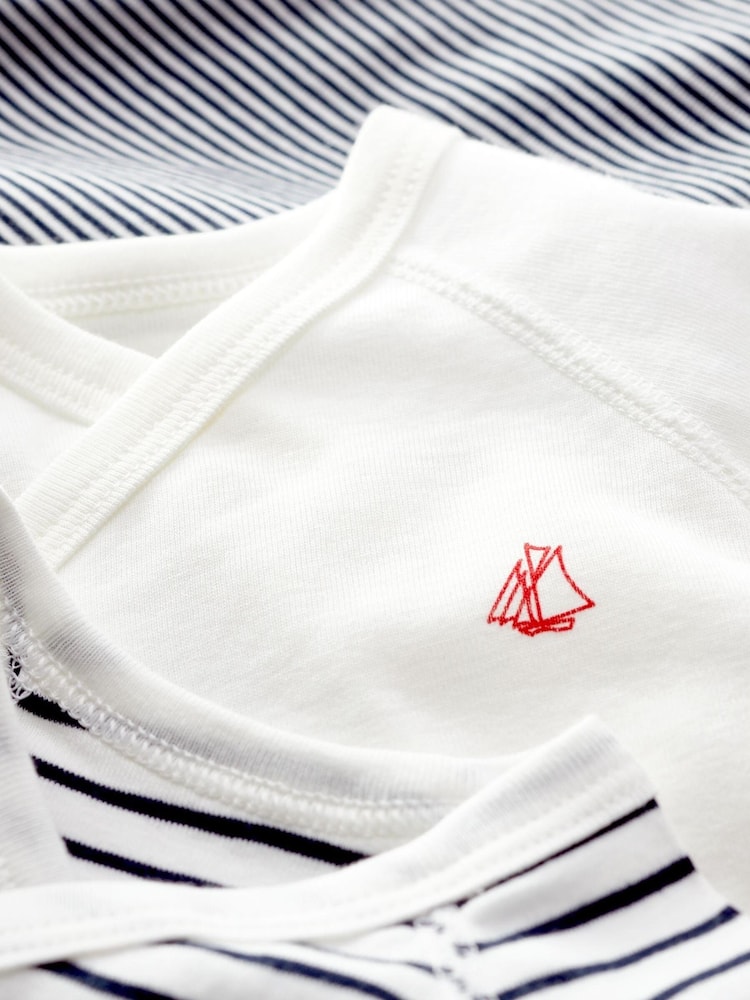 Petit Bateau Navy Stripe Iconic Rib Long Sleeve Bodysuits Three Pack - Image 4 of 4
