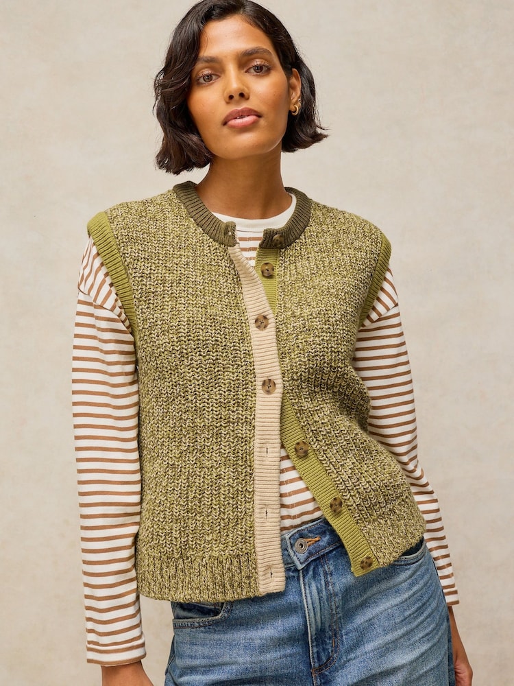 White Stuff Green Twist Button Tank Top - Image 2 of 6
