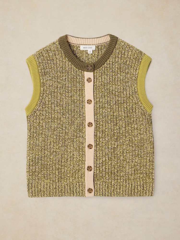White Stuff Green Twist Button Tank Top - Image 6 of 6