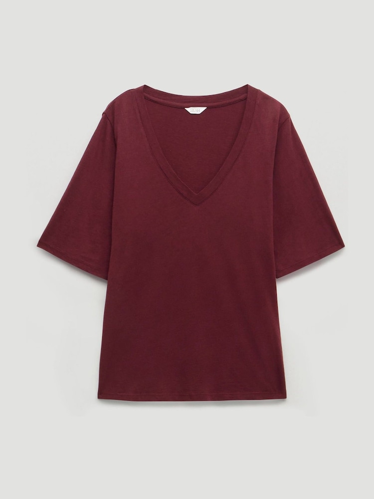 Hush Red Reece V-Neck Drapey T-Shirt - Image 5 of 5 Hush Red Reece V-Neck Drapey T-Shirt - Image 5 of 5