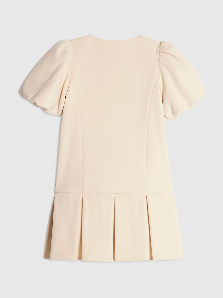 River Island Cream Bow Hem Pleated Dress - Image 2 of 4