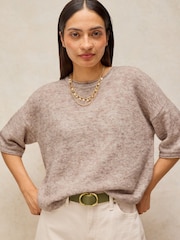 White Stuff Natural Kate Knitted T-Shirt - Image 1 of 6
