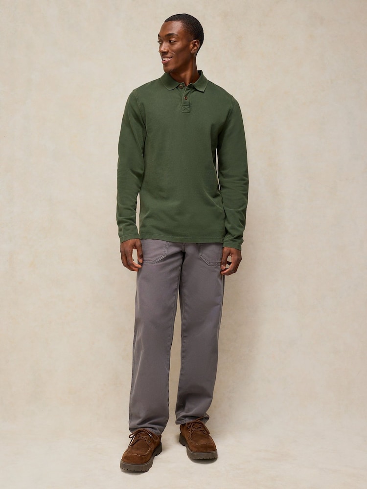 White Stuff Green Long Sleeve Utility Polo Shirt - Image 1 of 6