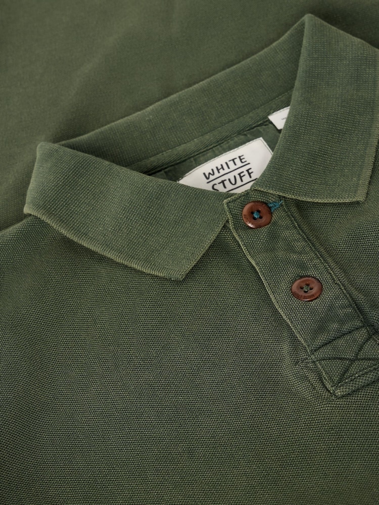 White Stuff Green Long Sleeve Utility Polo Shirt - Image 6 of 6