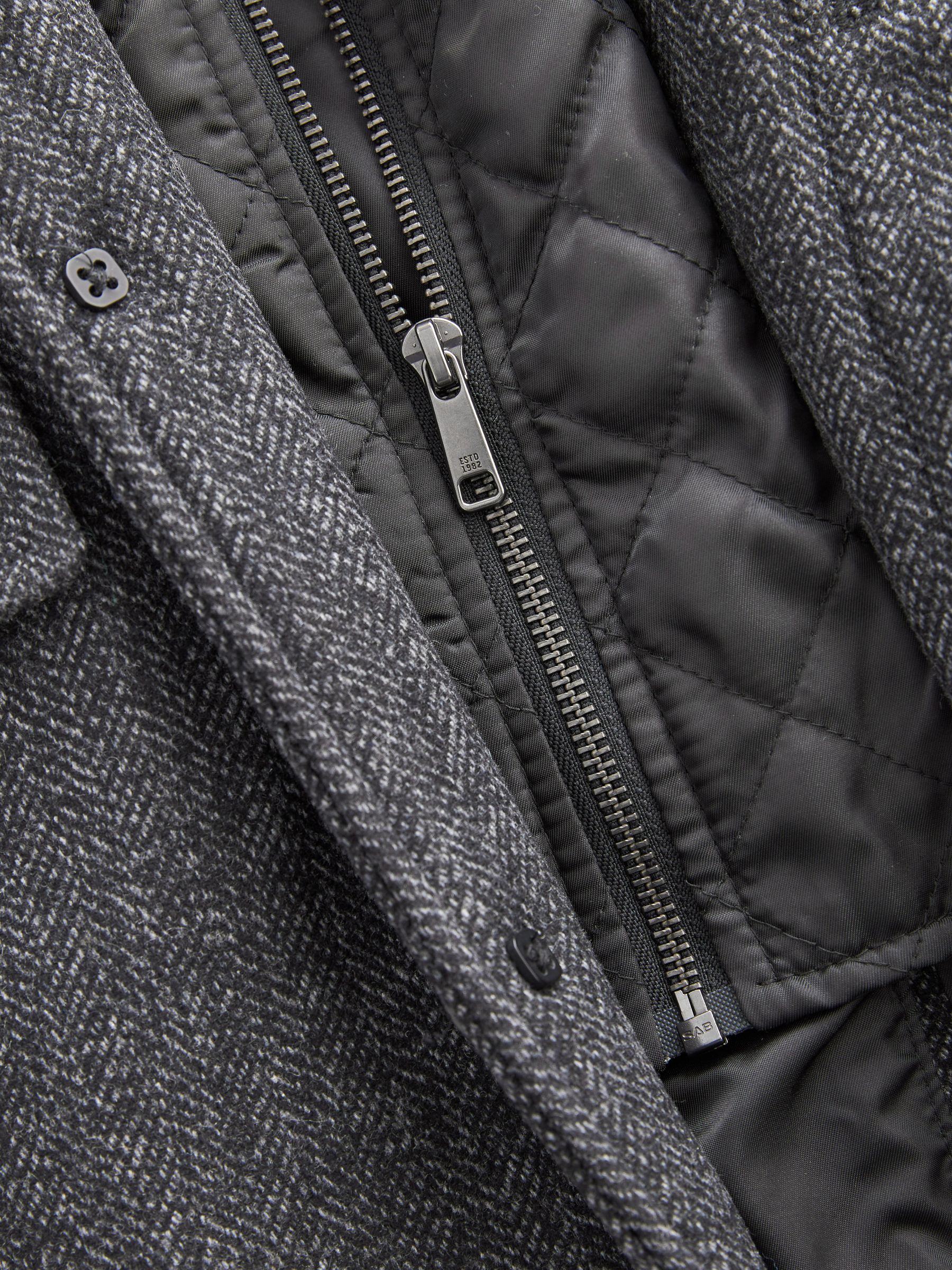 Buy Charcoal Grey Wool Blend Mock Gilet Herringbone Padded Coat