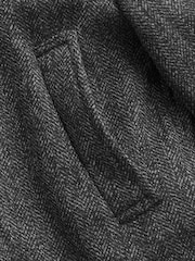 Charcoal Grey Wool Blend Mock Gilet Herringbone Padded Coat - Image 11 of 11