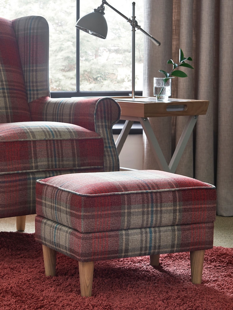 Versatile Check Sterling Red Sherlock Storage Footstool - Image 1 of 8