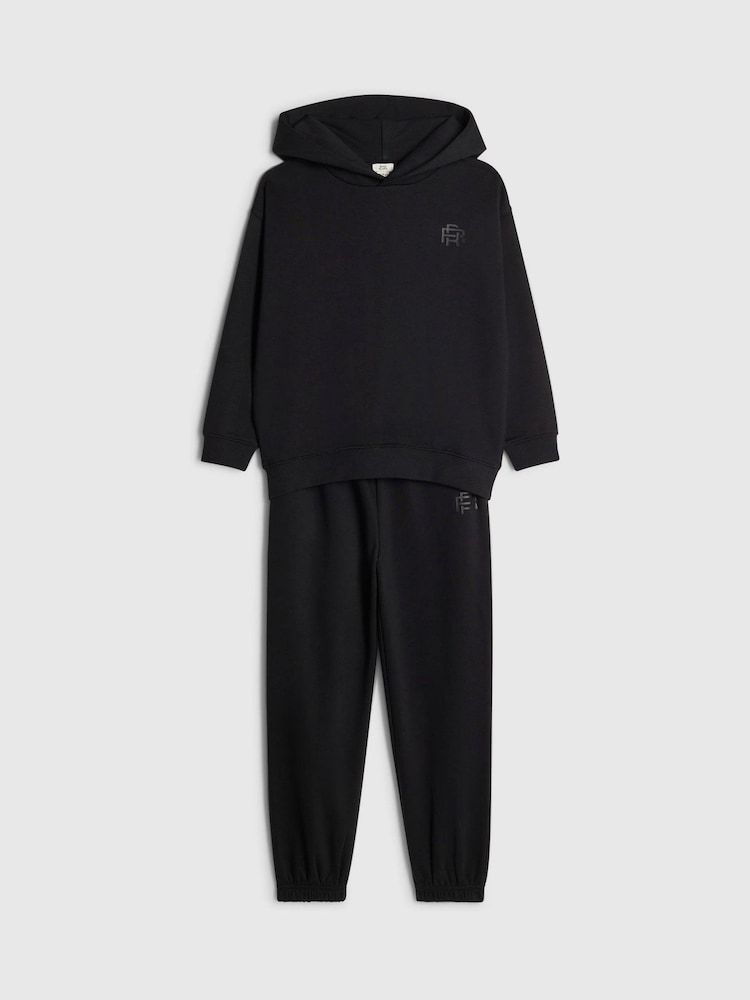 River Island Black Essentials Hoodie & Joggers Set - Image 1 of 5 River Island Black Essentials Hoodie & Joggers Set - Image 1 of 5