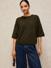 White Stuff Green Kate Knitted T-Shirt - Image 1 of 6