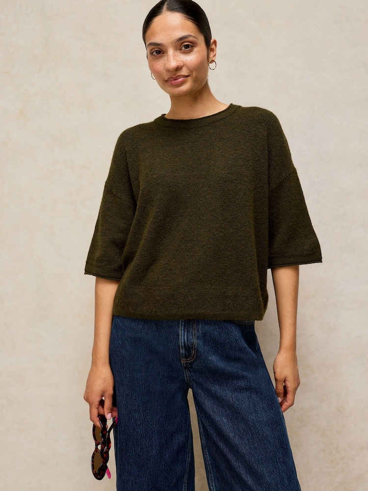 White Stuff Green Kate Knitted T-Shirt - Image 1 of 6