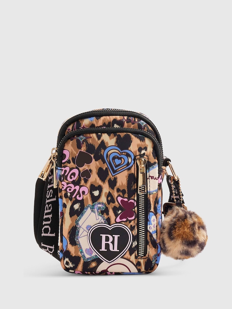River Island Brown Leopard Printed Festival Bag - Image 1 of 5 River Island Brown Leopard Printed Festival Bag - Image 1 of 5