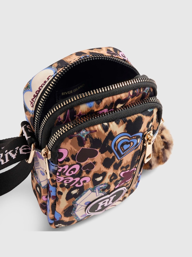 River Island Brown Leopard Printed Festival Bag - Image 5 of 5 River Island Brown Leopard Printed Festival Bag - Image 5 of 5