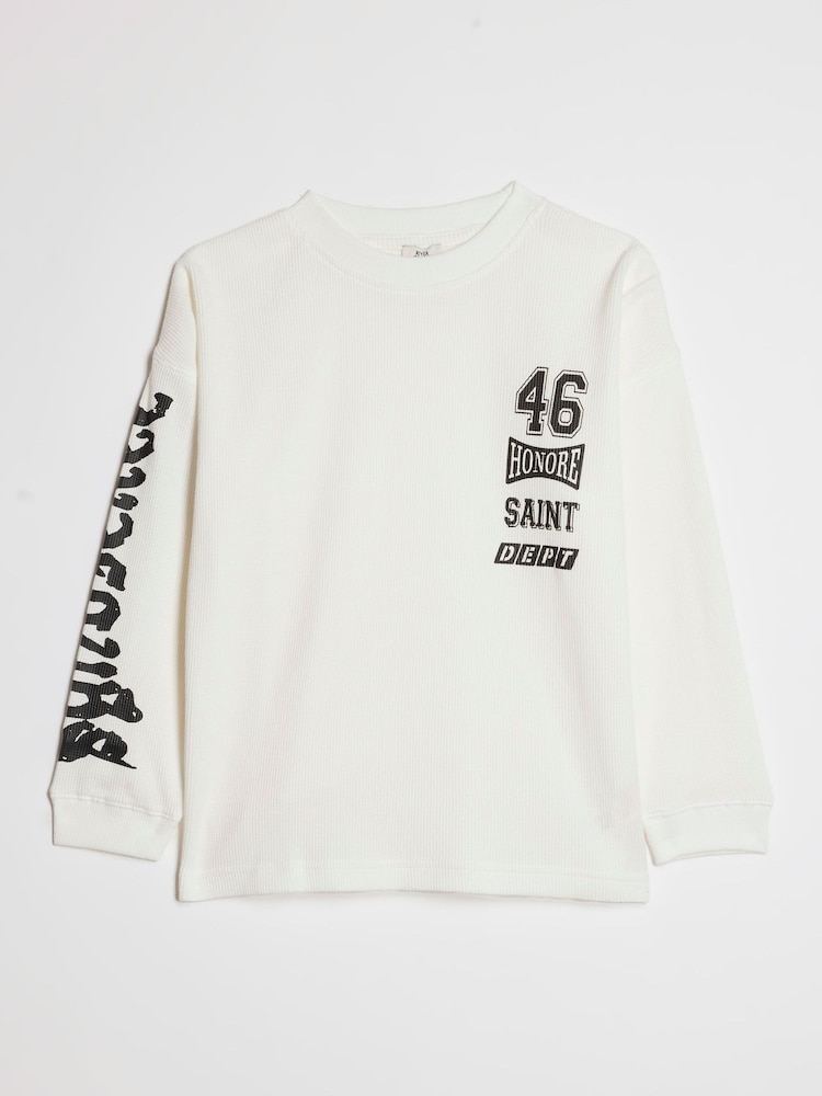 River Island Oversized Waffel-T-Shirt - Bild 1 von 4
