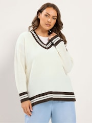 Kremowy - Dzianinowy sweter Yours Curve Tennis - Obraz 1 z 6
