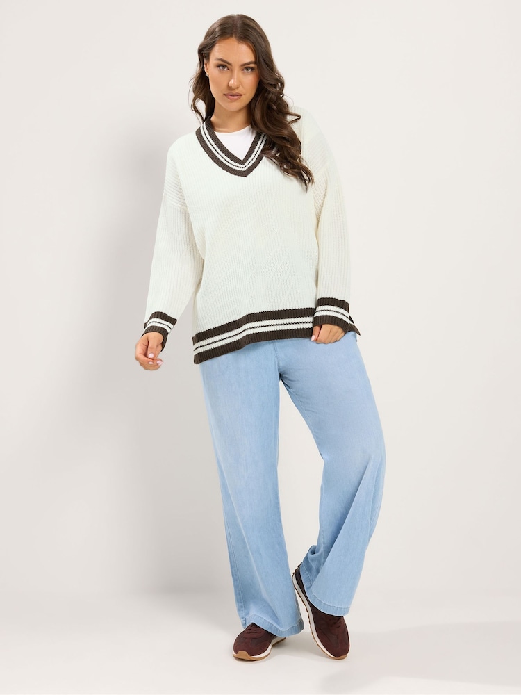 Kremowy - Dzianinowy sweter Yours Curve Tennis - Obraz 2 z 6 Kremowy - Dzianinowy sweter Yours Curve Tennis - Obraz 2 z 6