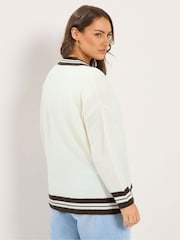 Kremowy - Dzianinowy sweter Yours Curve Tennis - Obraz 3 z 6