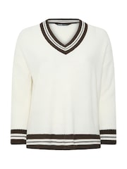 Kremowy - Dzianinowy sweter Yours Curve Tennis - Obraz 5 z 6