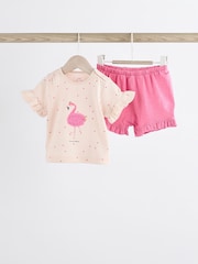 Pink Flamingo Baby Top and Shorts 2 Piece Set - Image 1 of 10