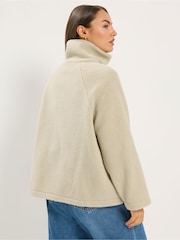 Yours Curve Cream Funnel Neck Borg Jacket - Image 3 of 6
