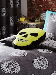 Catherine Lansfield Green Skulls Cushion - Image 1 of 2