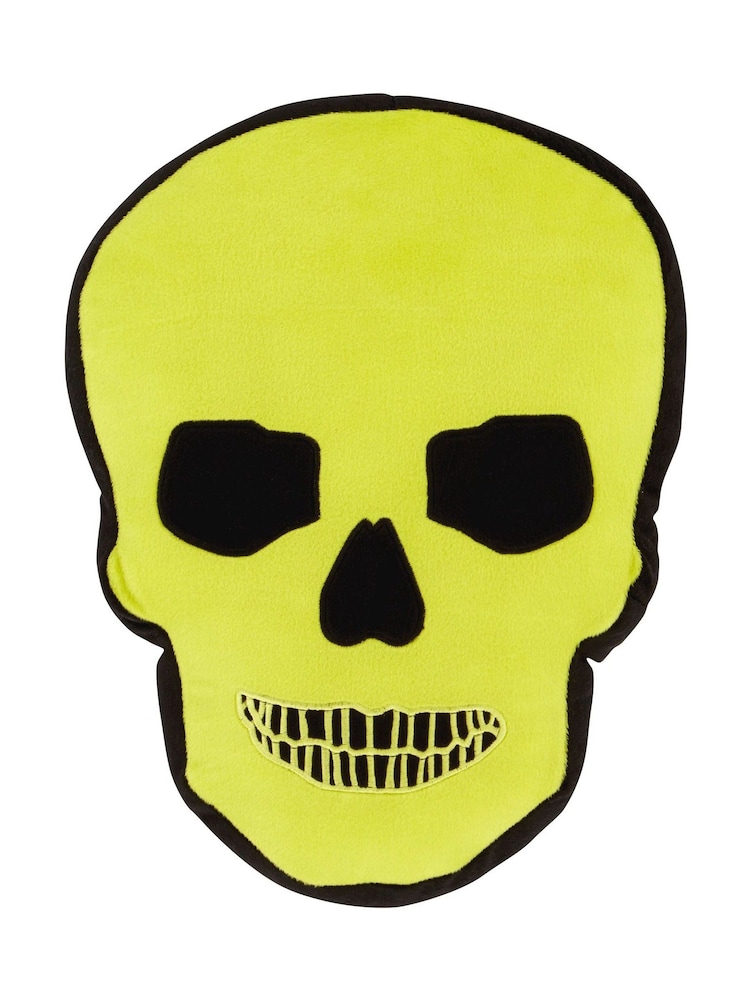 Catherine Lansfield Green Skulls Cushion - Image 2 of 2