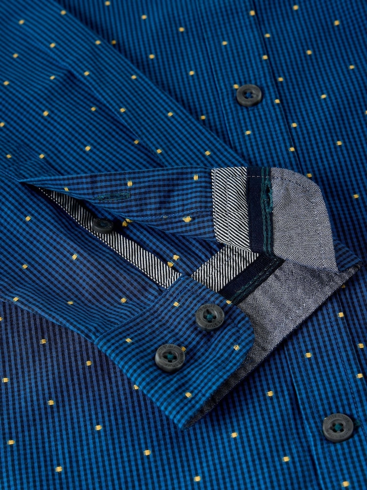 White Stuff Blue Douglas Long Sleeve Dobby Shirt - Image 6 of 6
