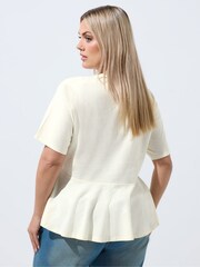 Yours Curve Cream Limited Sporty New York Peplum Top - Image 3 of 6