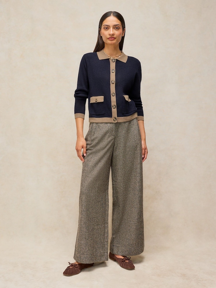 White Stuff Blue Charlotte Collar Cardigan - Image 1 of 6