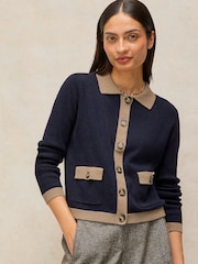 White Stuff Blue Charlotte Collar Cardigan - Image 4 of 6