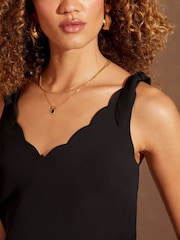 Love & Roses Black Petite V Neck Scallop Detail Tie Shoulder Vest - Image 2 of 4