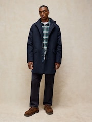 White Stuff Blue Witham Wool Blend Funnel Coat - Image 1 of 6