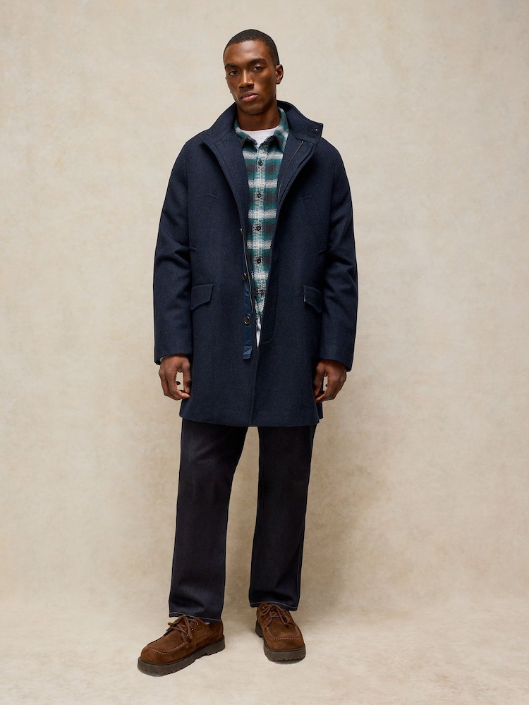 White Stuff Blue Witham Wool Blend Funnel Coat - Image 1 of 6 White Stuff Blue Witham Wool Blend Funnel Coat - Image 1 of 6