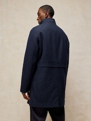 White Stuff Blue Witham Wool Blend Funnel Coat - Image 2 of 6