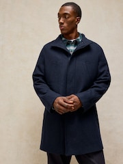 White Stuff Blue Witham Wool Blend Funnel Coat - Image 3 of 6