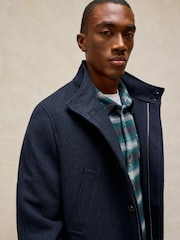 White Stuff Blue Witham Wool Blend Funnel Coat - Image 4 of 6