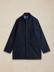 White Stuff Blue Witham Wool Blend Funnel Coat - Image 5 of 6