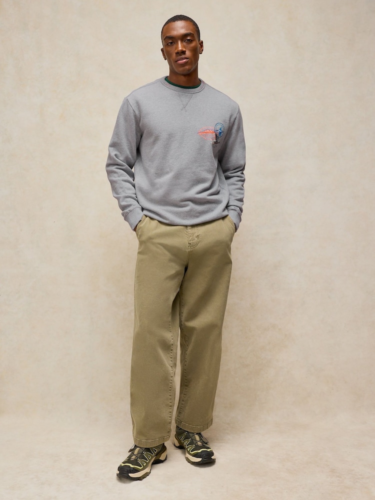 White Stuff Grey Sidmouth Graphic Crew Neck Sweat Top - Image 1 of 6