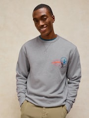 White Stuff Grey Sidmouth Graphic Crew Neck Sweat Top - Image 2 of 6