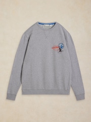 White Stuff Grey Sidmouth Graphic Crew Neck Sweat Top - Image 5 of 6