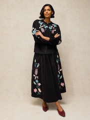 White Stuff Black Wren Embroidered Cord Skirt - Image 4 of 7
