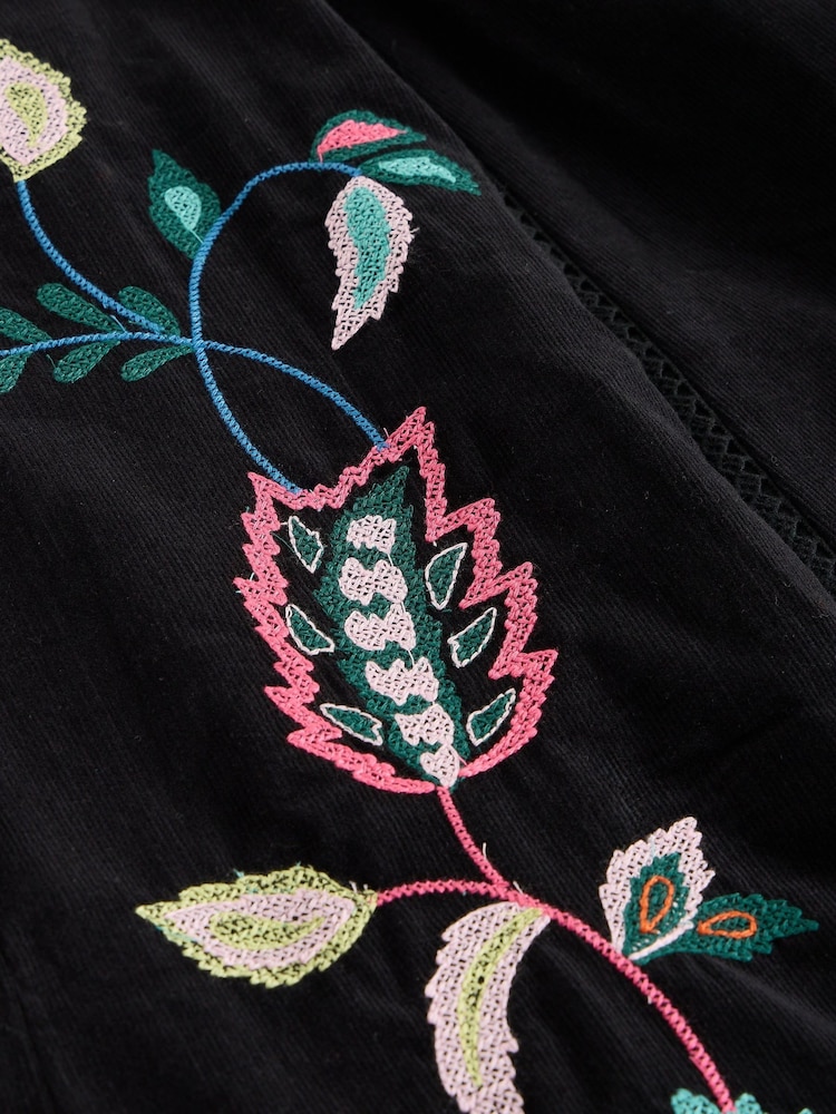 White Stuff Black Wren Embroidered Cord Skirt - Image 7 of 7