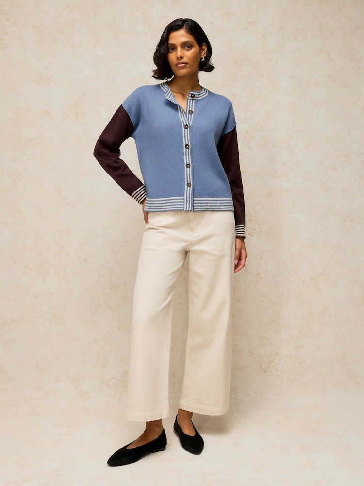 White Stuff Blue Sansa Colourblock Cardigan - Image 1 of 6