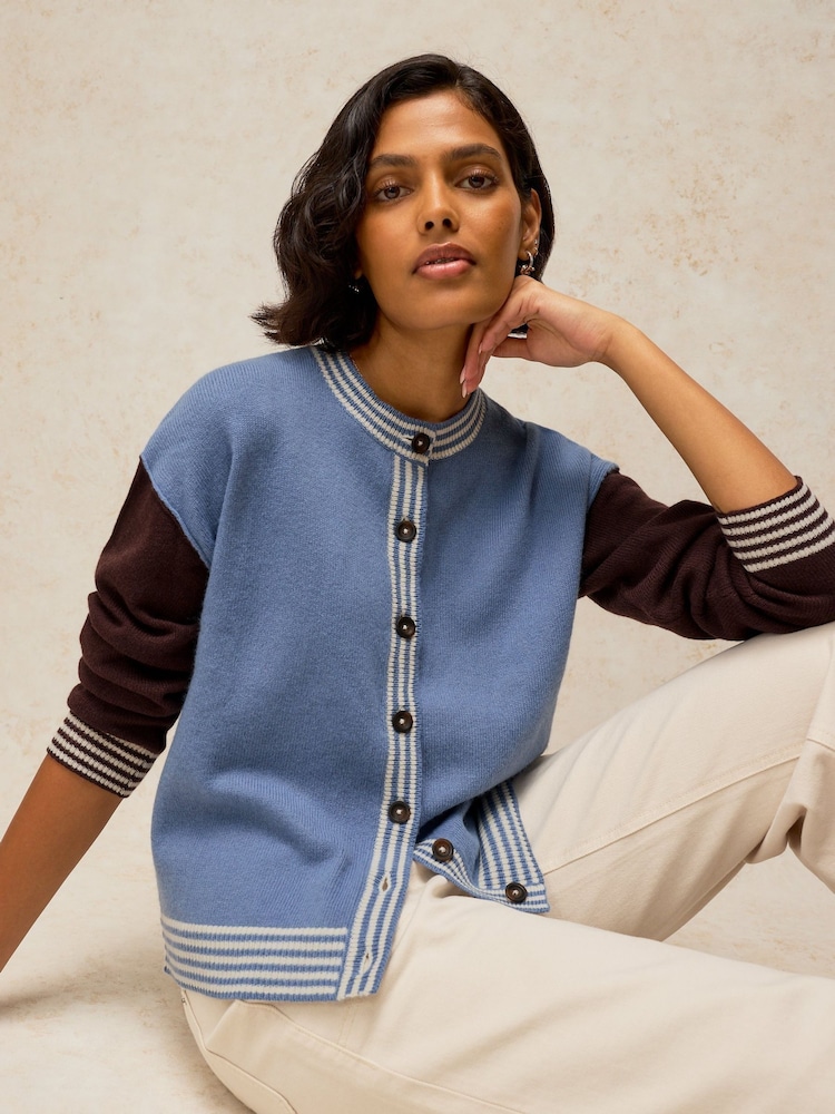 White Stuff Blue Sansa Colourblock Cardigan - Image 2 of 6